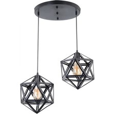 Modi Lighting 2’li Yıldız Siyah Yuvarlak Sarkıt Avize