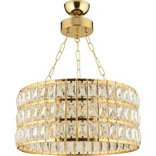Modi Lighting Alfa Kristalli Gold Yuvarlak Sarkıt Avize 40CM