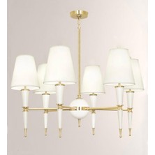 Modi Lighting 6'li Konik Borulu Huni Şapkalı Beyaz Eskitme Avize Mod-Av- 4403-6BBY