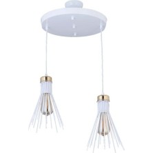 Modi Lighting 2’li Çalı Beyaz Yuvarlak Sarkıt Avize