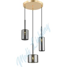 Modi Lighting Gold Füme Camlı 3'lü Sarkıt Avize MOD-AV-4443-3GF