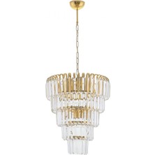 Modi Lighting 5 Katli Kristalli Sarkıt Avize Selale Gold 40CM