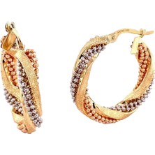 Cebeci 14 Ayar Renkli Boncuklu Halka Altın Küpe