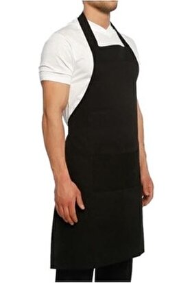 Arslan İş Elbiseleri Aşcı Garson Mutfak Önlüğü Siyah Boydan Servis Önlüğü