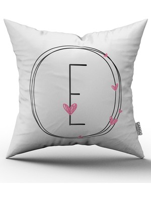 Cango Home Kalpli Harfli Kırlent Kılıfı - E Harfi