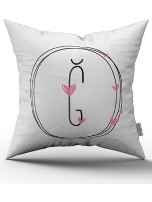 Cango Home Kalpli Harfli Kırlent Kılıfı - Ğ Harfi