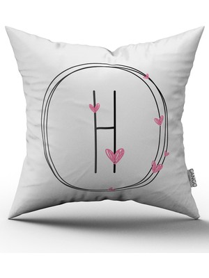 Cango Home Kalpli Harfli Kırlent Kılıfı - H Harfi
