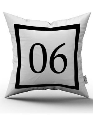 Cango Home Siyah Beyaz Rakamlı Dijital Baskı Kırlent Kılıfı 06