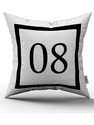 Cango Home Siyah Beyaz Rakamlı Dijital Baskı Kırlent Kılıfı 08