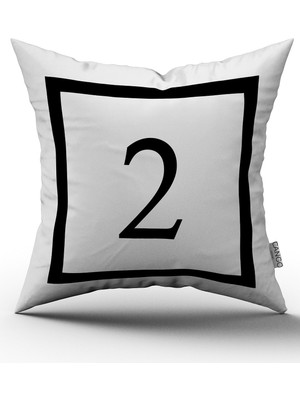 Cango Home Siyah Beyaz Rakamlı Dijital Baskı Kırlent Kılıfı -2