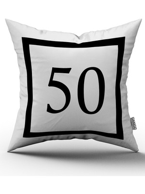 Cango Home Siyah Beyaz Rakamlı Dijital Baskı Kırlent Kılıfı 50