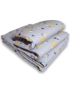 Bebek Beşik Kenar Koruma 80X130 Gri Zemin Sarı Hilal