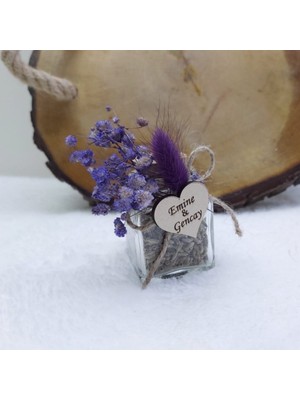 Hayaller Dükkanı 30 Adet Lavantalı Kuru Çiçekli 50CC Mantar Tıpalı Kare Şişesi Söz Nişan Liği