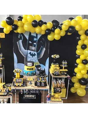 Partylandtr Sarı Siyah Batman Konseptine Uygun 75 Balon+Balon Zinciri Ve Balon Yapıştırma Bandı