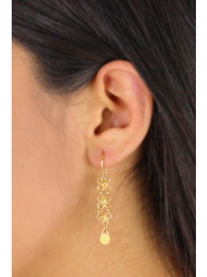 Midyat Nurtaş Gümüş Altın Kaplama Kişniş Midyat Telkari Gümüş Küpe