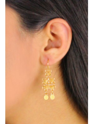 Midyat Nurtaş Gümüş Altın Kaplama Kişniş Midyat Telkari Gümüş Küpe