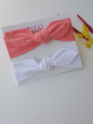 Swan Butik Kız Çocuk Bebek Bandana Toka Seti 2'li Şeftali Beyaz