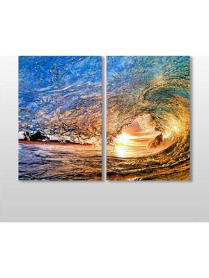 Technopa Dalga ve Güneş Kanvas Tablo 120 x 110 cm