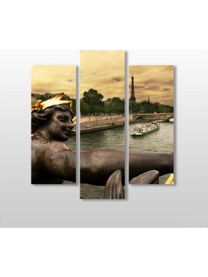 Technopa Heykel Göl Eyfel Kulesi  Kanvas Tablo 75 x 80 cm