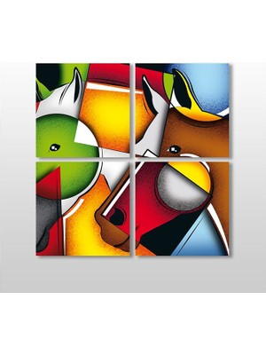 Technopa Renkli Atlar Kanvas Tablo 120 x 120 cm