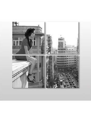 Technopa Siyah Beyaz Kadın Kanvas Tablo 60 x 60 cm