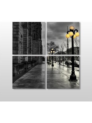 Technopa Gold Sokak Lambaları Kanvas Tablo 130 x 130 cm