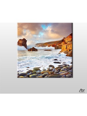 Technopa Sahil ve Taşlar Kanvas Tablo 30 x 30 cm