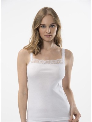 Türen 200 Dantelli Ip Askılı Kaşkorse  - Beyaz