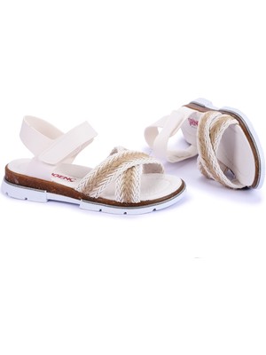 Kiko Kids Şb 2843-47 Orto Pedik Kız Çocuk Sandalet Terlik Beyaz