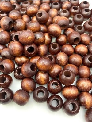 Hedef Bijuteri 16MM Kahverengi Ahşap,tahta Boncuk (100GR,~80 Adet Boncuk)