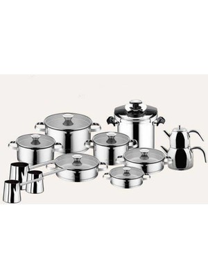 Aryıldız Çeyiz Seti Prestige 22 Parça Lilyum Plus Çelik Tencere Seti