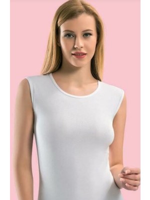 Kota Kadın Beyaz Sıfır Yaka Sıfır Kol Body Atlet 6006