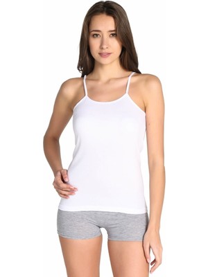 Tutku Kadın Beyaz Ribana Pamuklu Ip Askılı Atlet 3 Lü  Paket