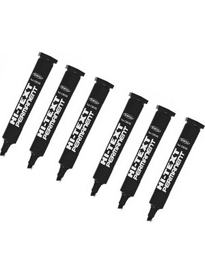 Hi-Text Permanent Marker Kesik Uçlu Siyah 6 Adet
