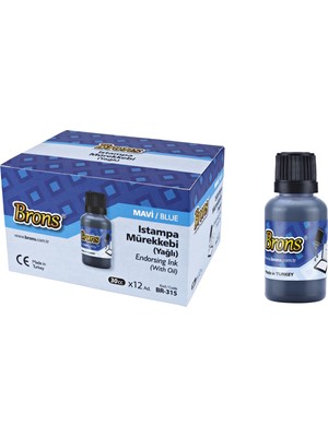 Brons Br-315 İstampa Mürekkebi 30 Cc Mavi 12 Li (1 Paket 12 Adet)