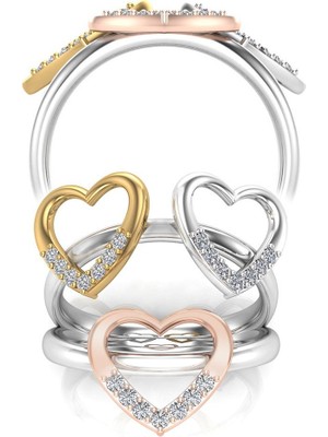 Silvanit Pırlanta 0,10 Karat Pırlanta Kalp Yüzük