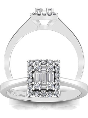 Silvanit Pırlanta 0,25 Karat Pırlantalı Baget Yüzük