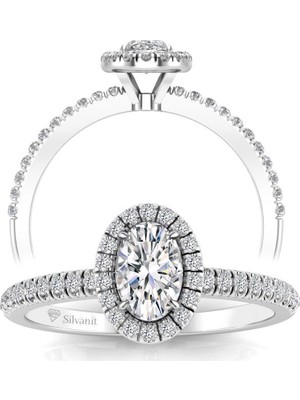 Silvanit Pırlanta 0,50 Karat F Renk Uluslararası Sertifikalı  Pırlanta Oval Yüzük