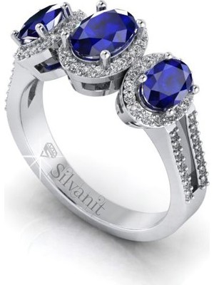Silvanit Pırlanta 1,90 Karat Pırlantalı Safir Yüzük