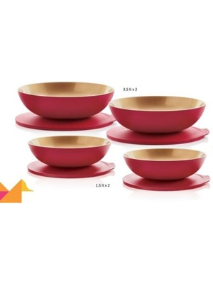 Tupperware Berrak Kırmızı Gold Orta Set