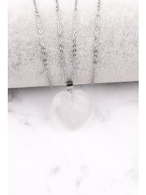 Alibaba Doğaltaş Kristal Kuvars Doğal Taş Kalp Kolye