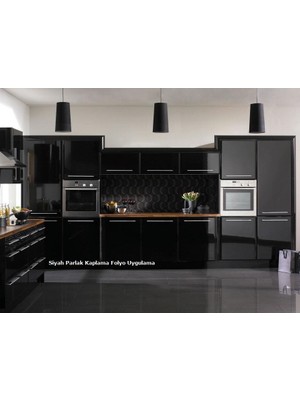 Baskı Madeni Parlak Siyah Kendinden Yapışkanlı Kaplama Folyosu 61CM x 4 Metre