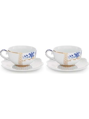 Pip Studio Royal White Mavi Beyaz Porselen Kahve Fincan Seti 125 Ml