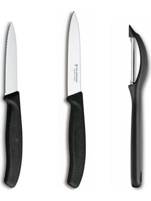 Victorinox Siyah 3'lü Bıçak Soyacak Seti