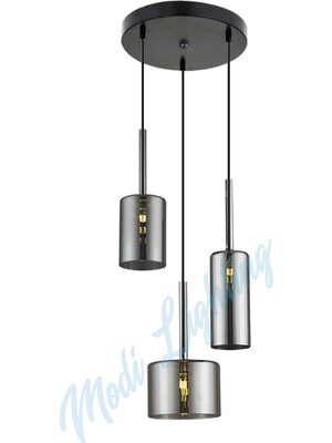 Modi Lighting Füme Camlı 3'lü Yuvarlak Sarkıt Avize MOD-AV-4443-3FS