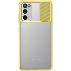 Case World Samsung Galaxy S20 Fe ile Uyumlu Kapak Lensi Açılır Kapanır Kamera Korumalı Silikon ile Uyumlu Kılıf - Sarı