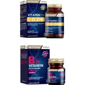 Vitamin Max C Vitamini d Vitamini ve Çinko Takviyesi 60 TABLET + B12 Vitamini 1000 mcg 60 Dilaltı