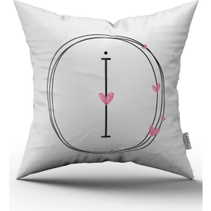 Cango Home Kalpli Harfli Kırlent Kılıfı - I Harfi