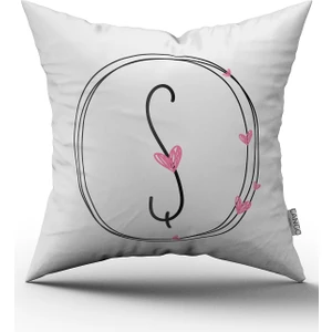 Cango Home Kalpli Harfli Kırlent Kılıfı - Ş Harfi