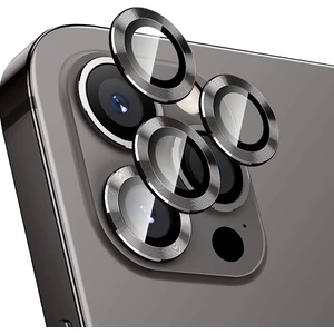Apple iPhone 12 Pro Max 3D Metal Çerçeveli Kamera Lens Koruyucu Siyah